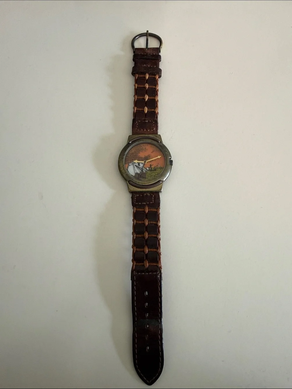 Zot (1992) Brown Leather Men's Wristwatch with Nautical Dial